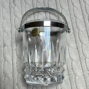 Cristal d'Arques France Mini Ice Bucket With Silver Metal Handle lead crystal